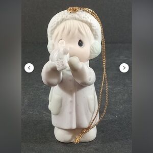 Precious Moments White Young Girl Holding Gift Ceramic Figurine